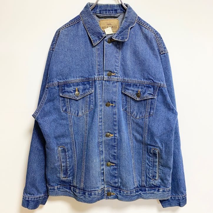 古着 used　OPEN TRAILS　長袖デニムジャケット　Gジャン　アウター　刺繍 インディゴブルー　アメカジ　秋冬服