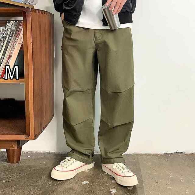 M 秋冬 コーデ メンズ 服 シンプル ファッション オシャレ 大人 かっこいい 大きいサイズ ストリート 紳士服 プリーツ 無地 カジュアル パンツ ストレート ズボン