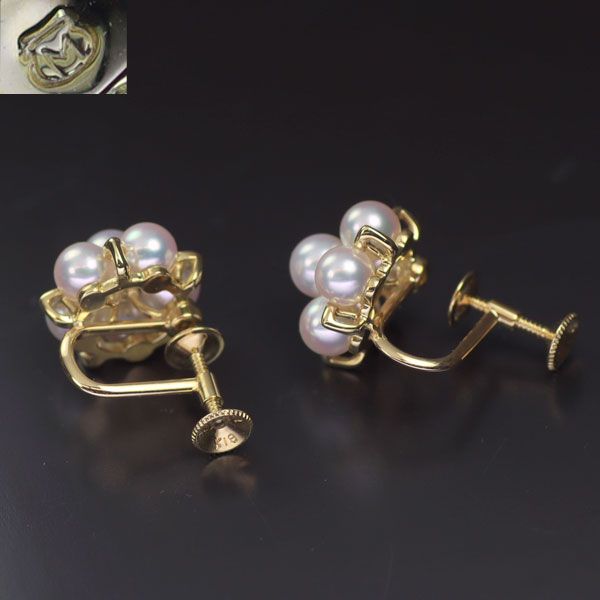 ミキモト K18YG アコヤ真珠 イヤリング 径約4.7-5.1mm - メルカリ 