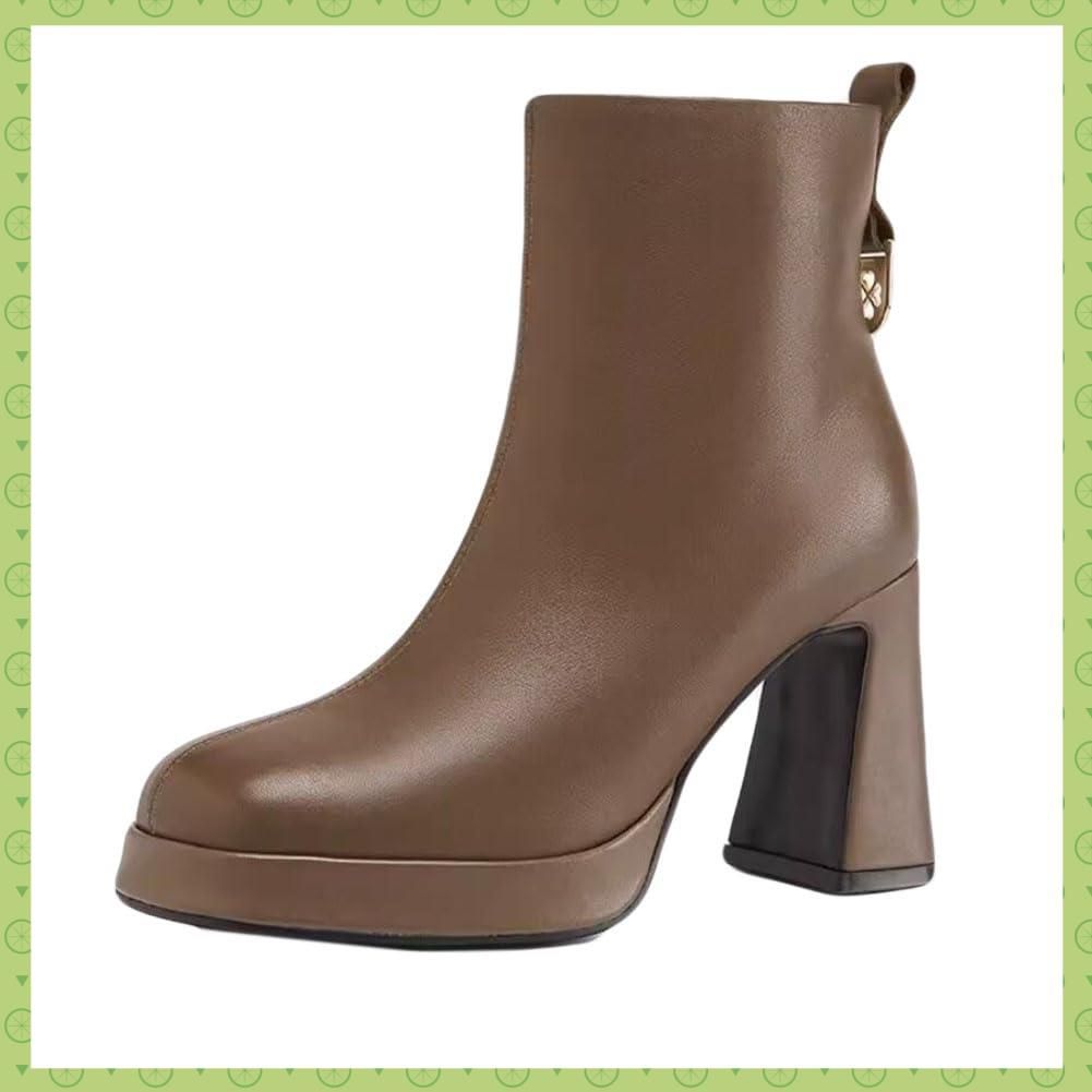 【新着商品】美脚 ブーティ ブーツ ブーツ ハイヒール アンクルブーツ ショートブーツ ショートブーツ レザー ショートブーティー プラットフォーム 太ヒール 厚底 レディース [Alppv]