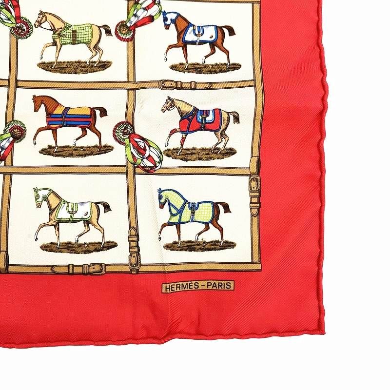 エルメス HERMES 美品 カレ40 プチカレ パドックにいる48頭の馬