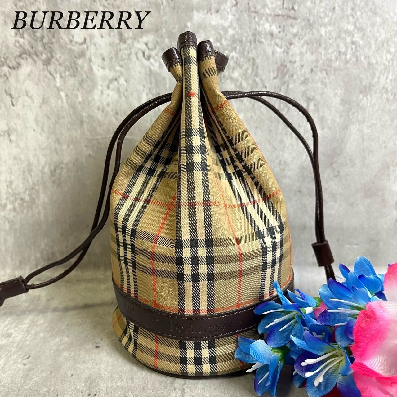 ✨良品✨ BURBERRY バーバリー 巾着 ポーチ ハンドバッグ ノバチェック