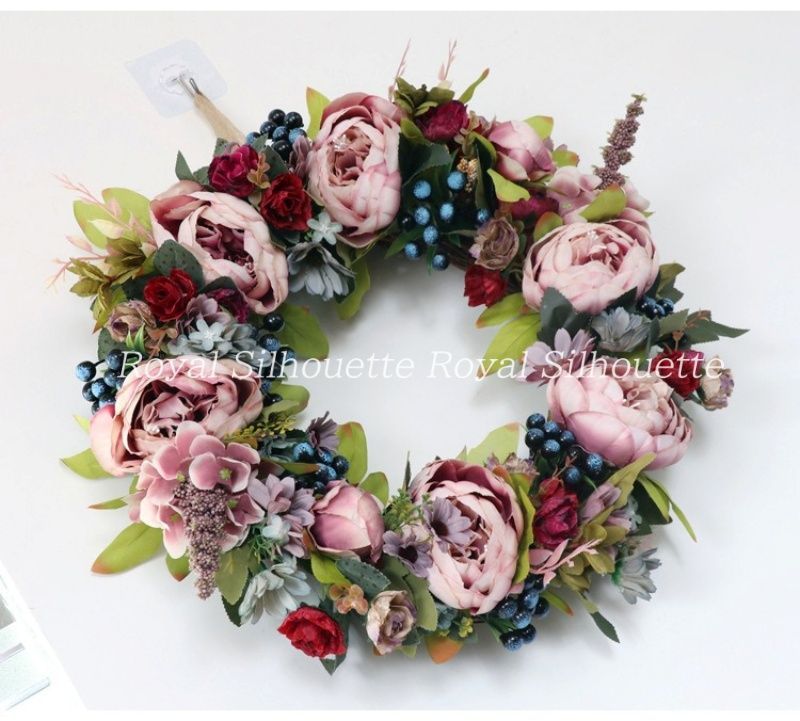 リース フラワー 花 インテリア ピンク パープル 壁掛け ウェディング 前撮り 花嫁 造花 結婚式 前撮り お洒落 二次会 披露宴 海外挙式 アンティーク風 ガーデンウェディング ウェディングブーケ 豪華 花束 ガーリー 装飾品