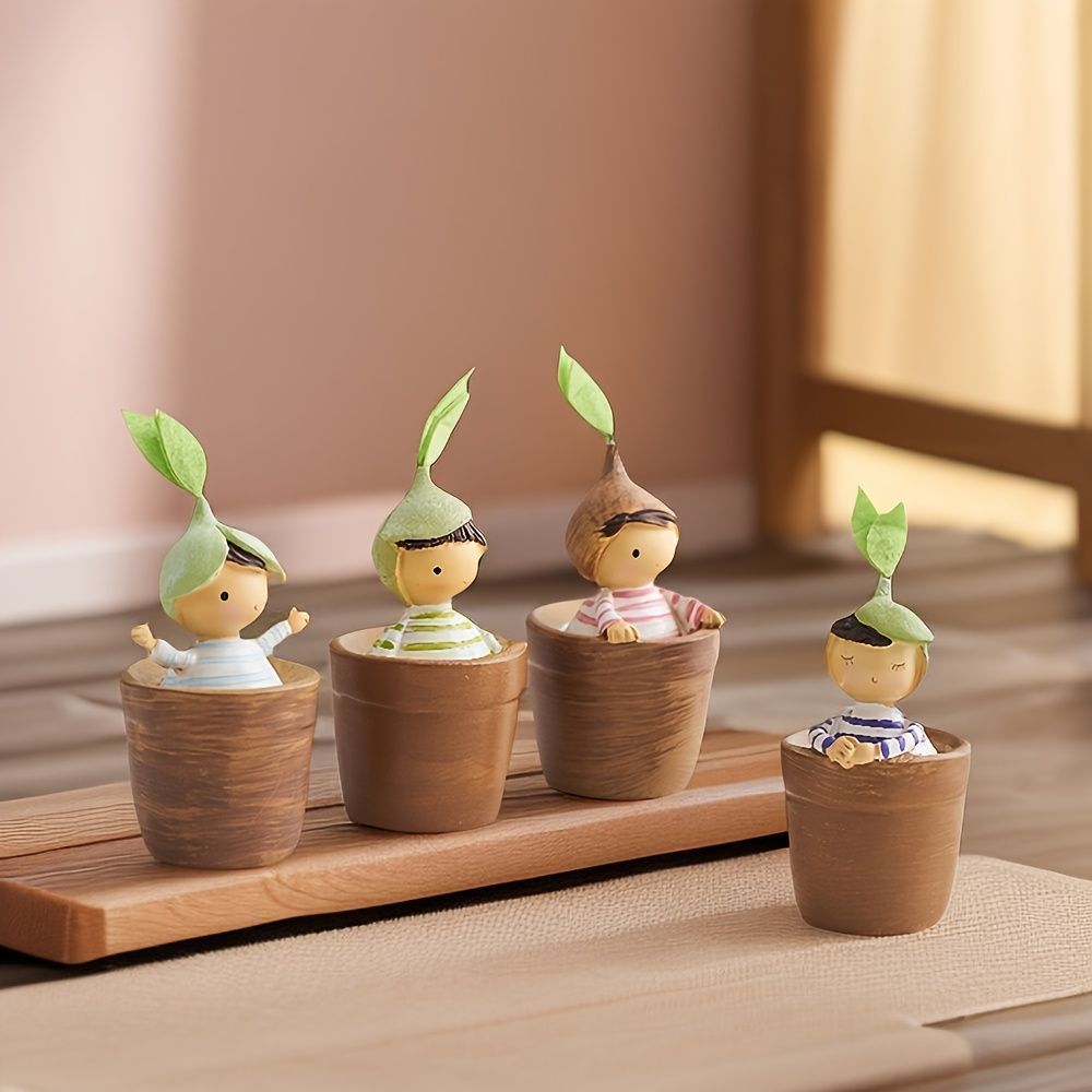 鉢植えに入っている男の子 4個セット