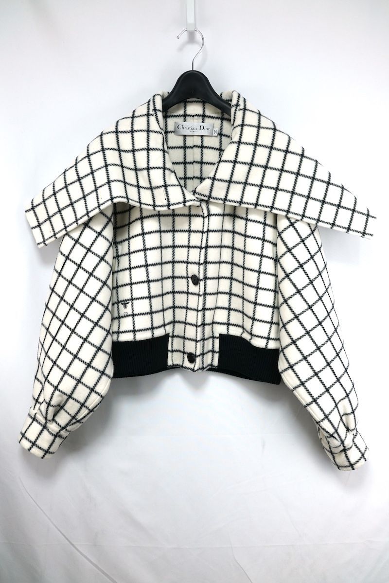 Christian Dior クリスチャンディオール オーバーサイズ 付き ボンバージャケット Check n Dior ダブルフェース バージンウール 36サイズ 450C37A1624