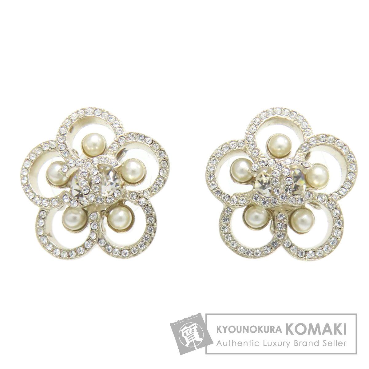 CHANEL シャネル フラワー ラインストーン ピアス 金属製 レディース