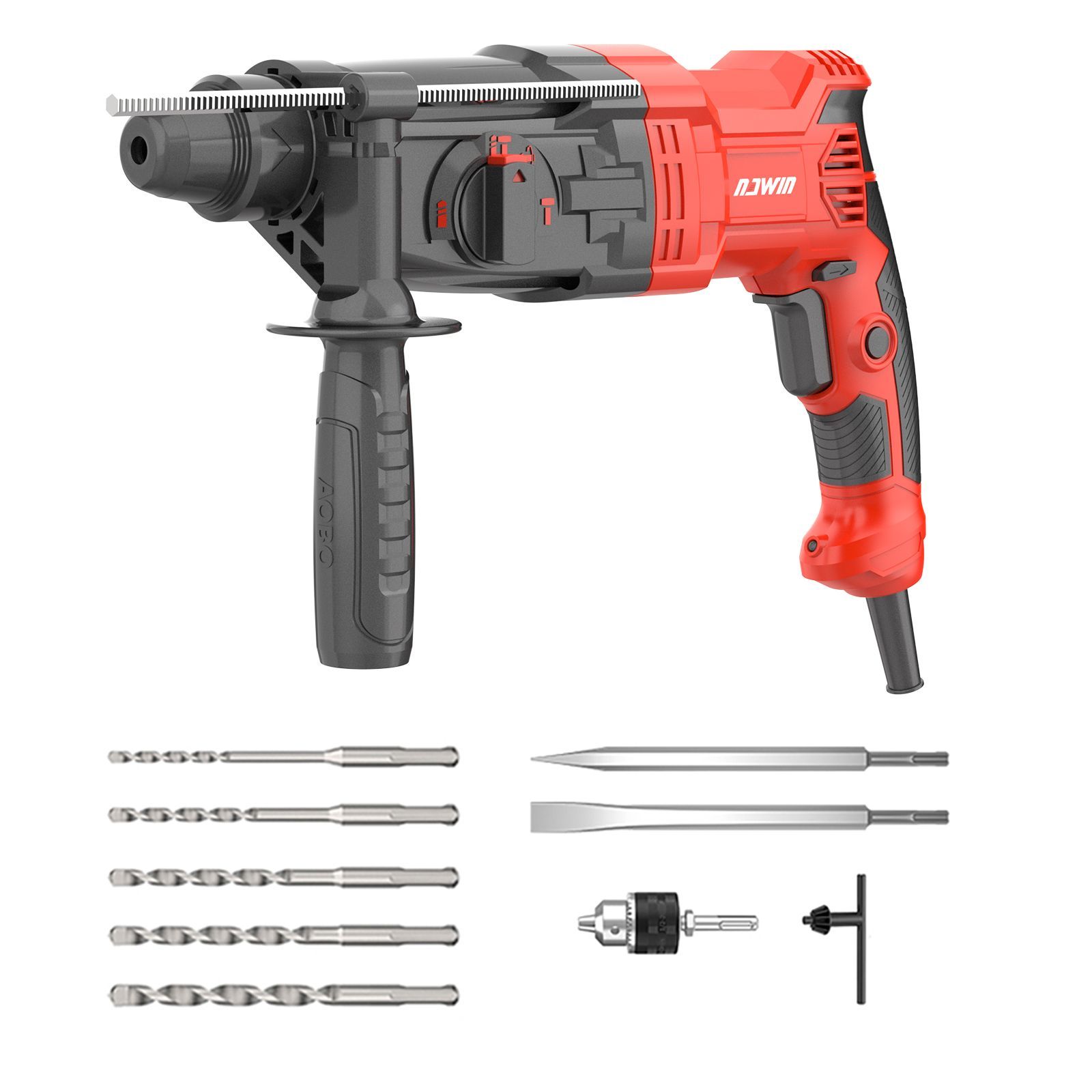 ナウィン 振動ドリル ハンマードリル コード式インパクトハンマー AC110V 800W 26mm AC100V SDSプラス ３モード 石材 壁 金属 木材の穴あけ ハツリ 斫り 豊富な 取扱説明書 収納ケース コード式