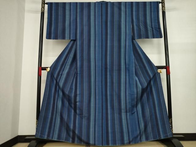 平和屋着物○上質な紬 杢目絞り 縞 正絹 逸品 未使用 AAAZ3155np