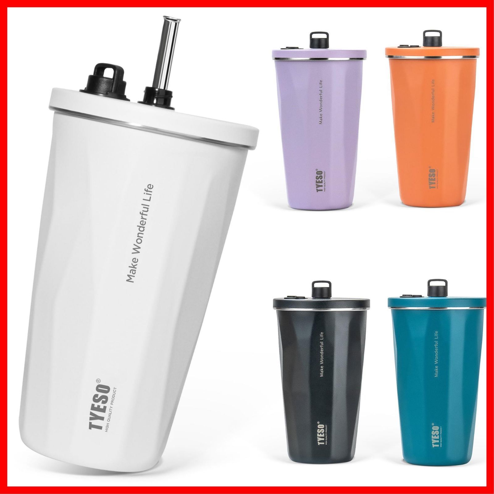 【特価商品】多色 アウトドア 保温 ホームオフィス 保冷 真空断熱 ふた付き 広口 600ml ステンレス 大容量 ストロー付き 女の子 タンブラー 男の子 TYESO