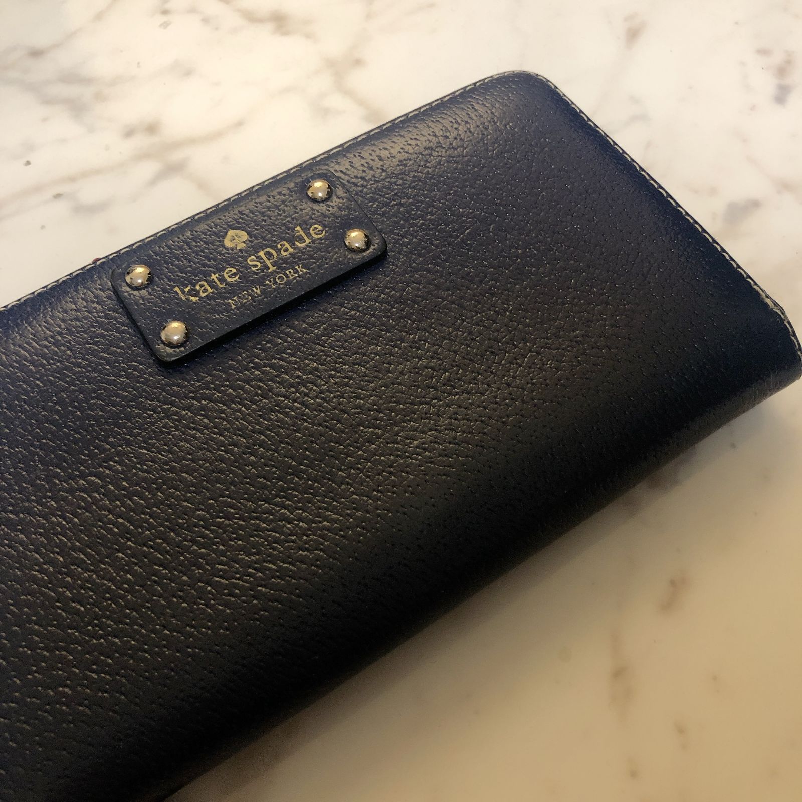 kate spade ケイトスペード 長財布 ウォレット ネイビー - メルカリ