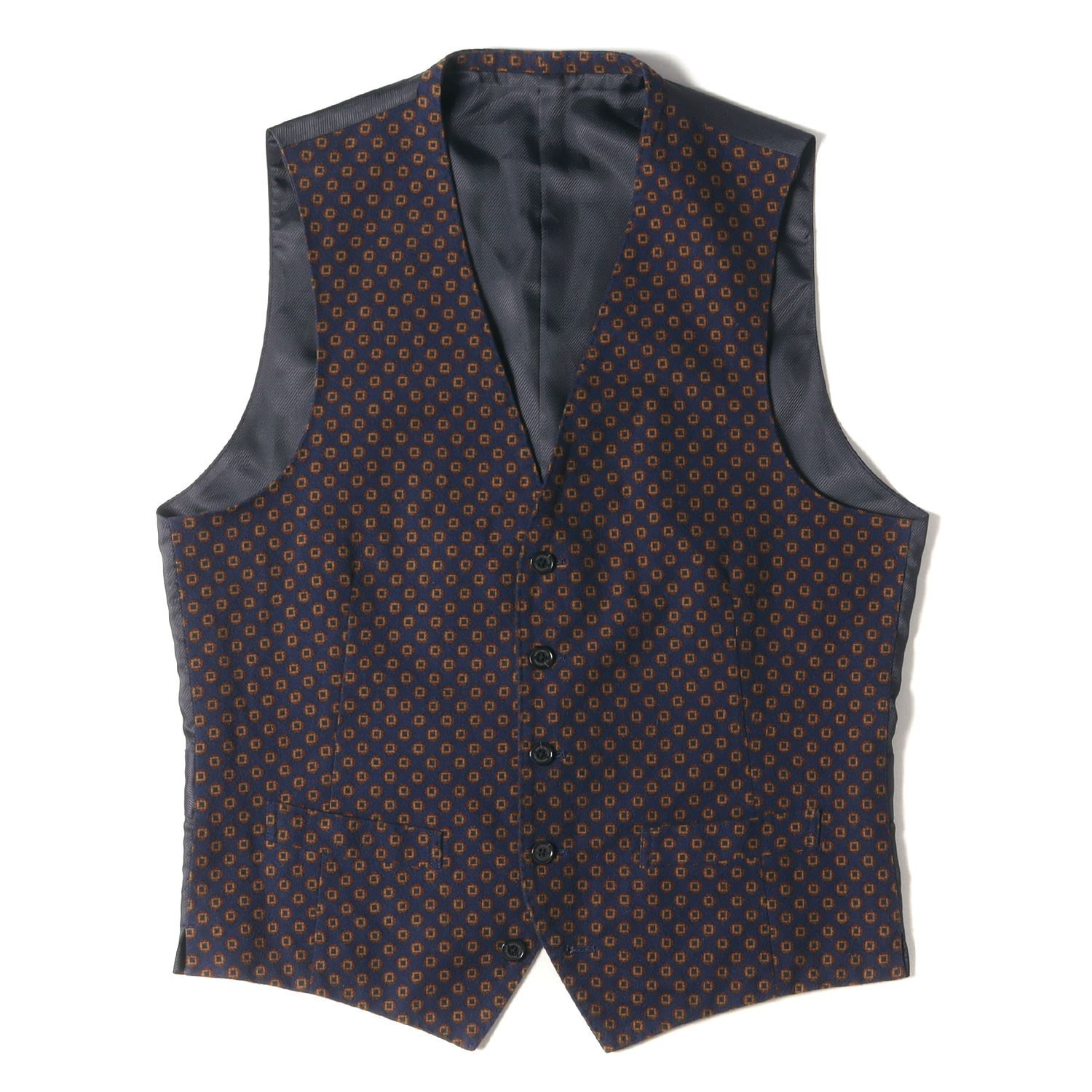 美品 MACKINTOSH マッキントッシュ ベスト サイズ:38 小紋柄 コットン ジレ ベスト H1F55-833-28 フィロソフィー PHILOSOPHY ネイビー 紺 トップス ブランド【メンズ】