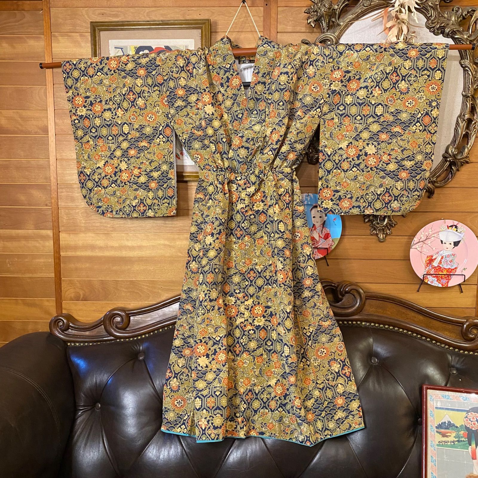 和洋折衷 着物 リメイク ワンピース ドレス 洗える 化繊 帯 和洋折衷 着物 リメイク ワンピース ドレス 洗える 化繊 帯