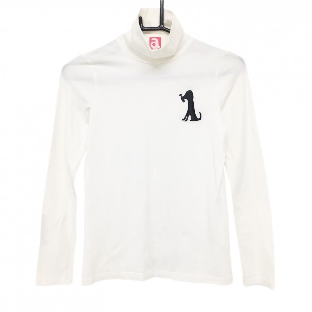 SALE5％OFFアルチビオ 長袖ハイネックシャツ 白×黒 イヌ  レディース 36(S) ゴルフウェア archivio