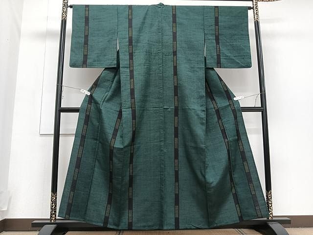 平和屋着物▽上質な紬 単衣 草葉文 正絹 逸品 DAAT9727az