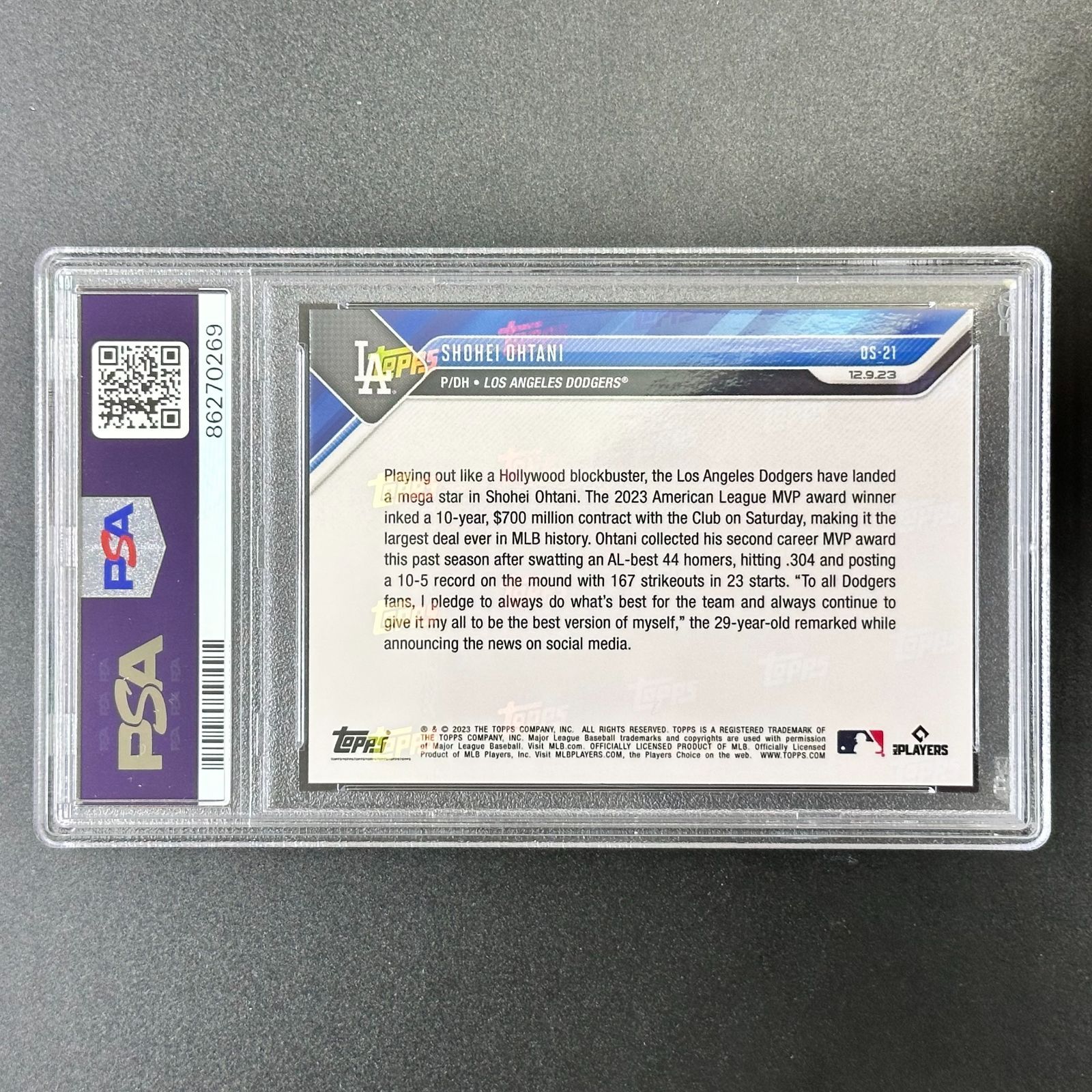 PSA10 大谷翔平TOPPS NOW ドジャース トップス OS-21 大谷翔平 PSA10 Topps NOW OS-21 トップスナウ