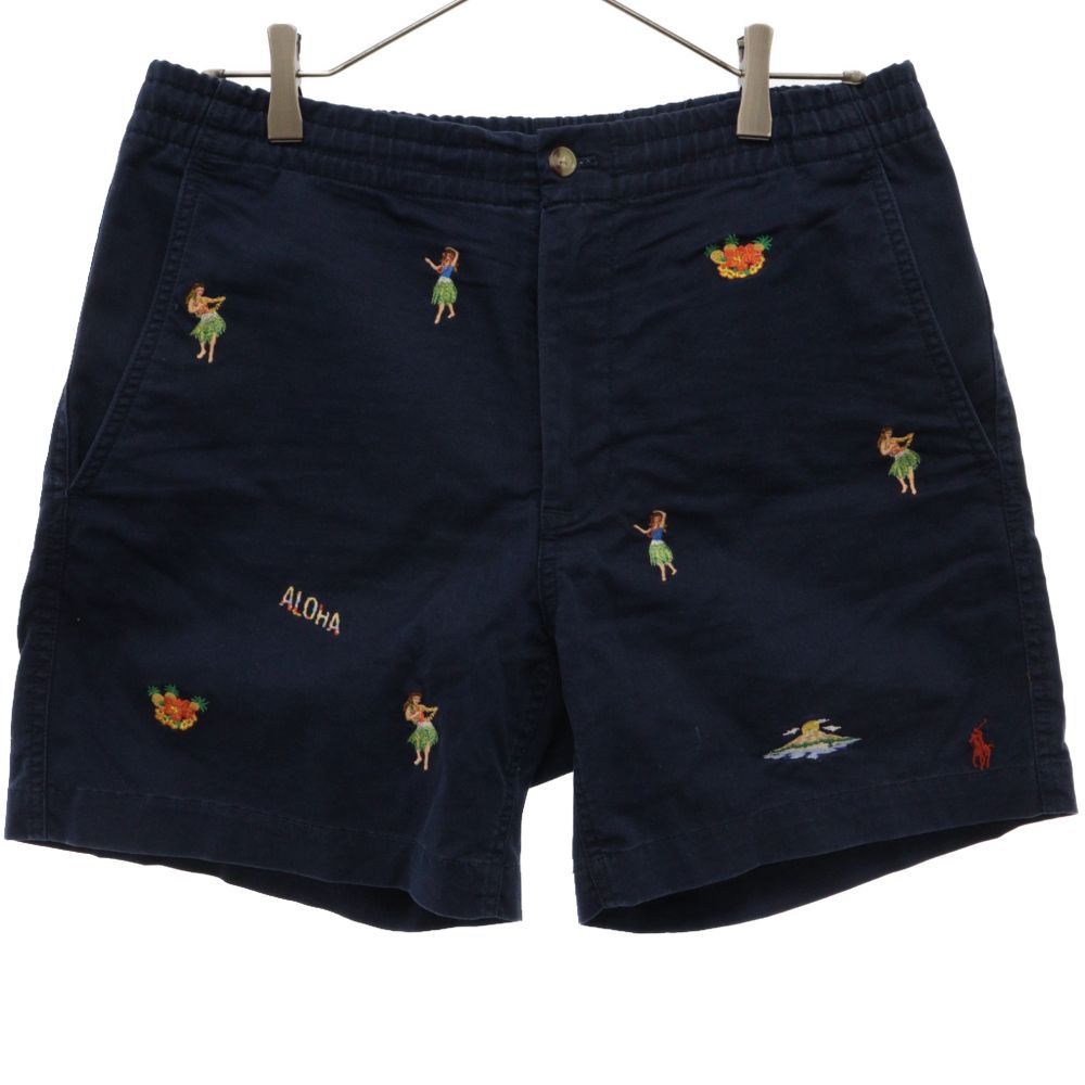 POLO RALPH LAUREN (ポロラルフローレン) CLASSIC FIT アロハ柄刺繍 チノショーツ ショートパンツ ハーフパンツ ネイビー