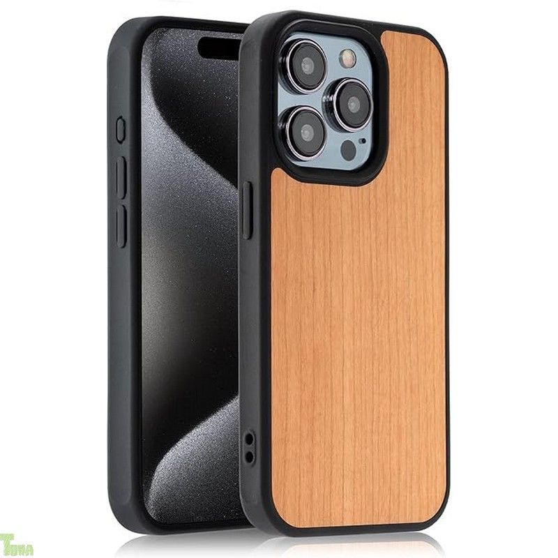 格安，定番人気 【JAC】 iphone15Proケース ウッド 北欧風天然木 お洒落 アイフォン15Proケース 高級 耐衝撃 ワイヤレス充電対応 日本企画品 (iphone15Pro チェリー)1 その他