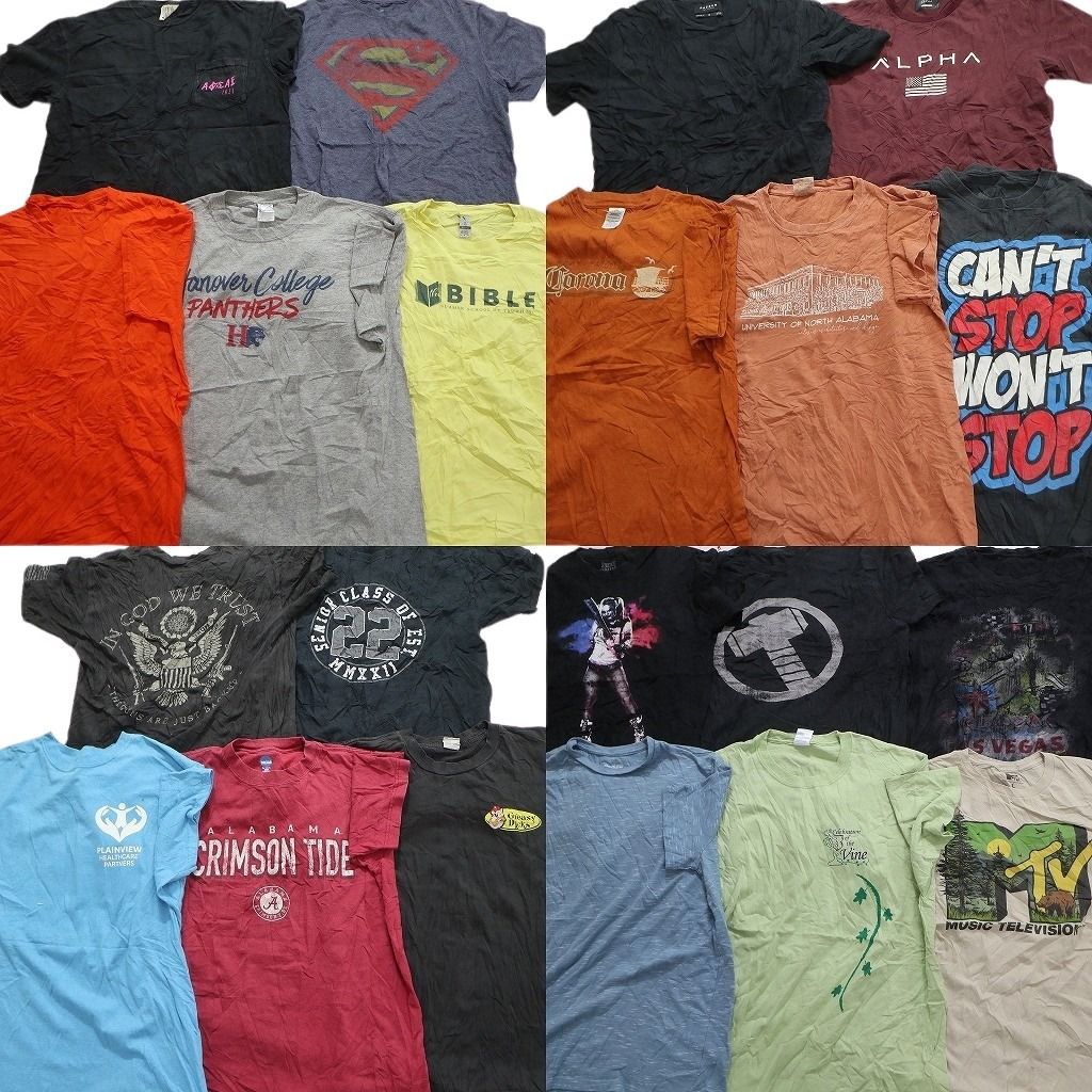 古着卸 まとめ売り カラーmix プリント 半袖Tシャツ 21枚セット (メンズ Ⅿ /L ) ボディプリント マーベル 企業 英字ロゴ MT5272