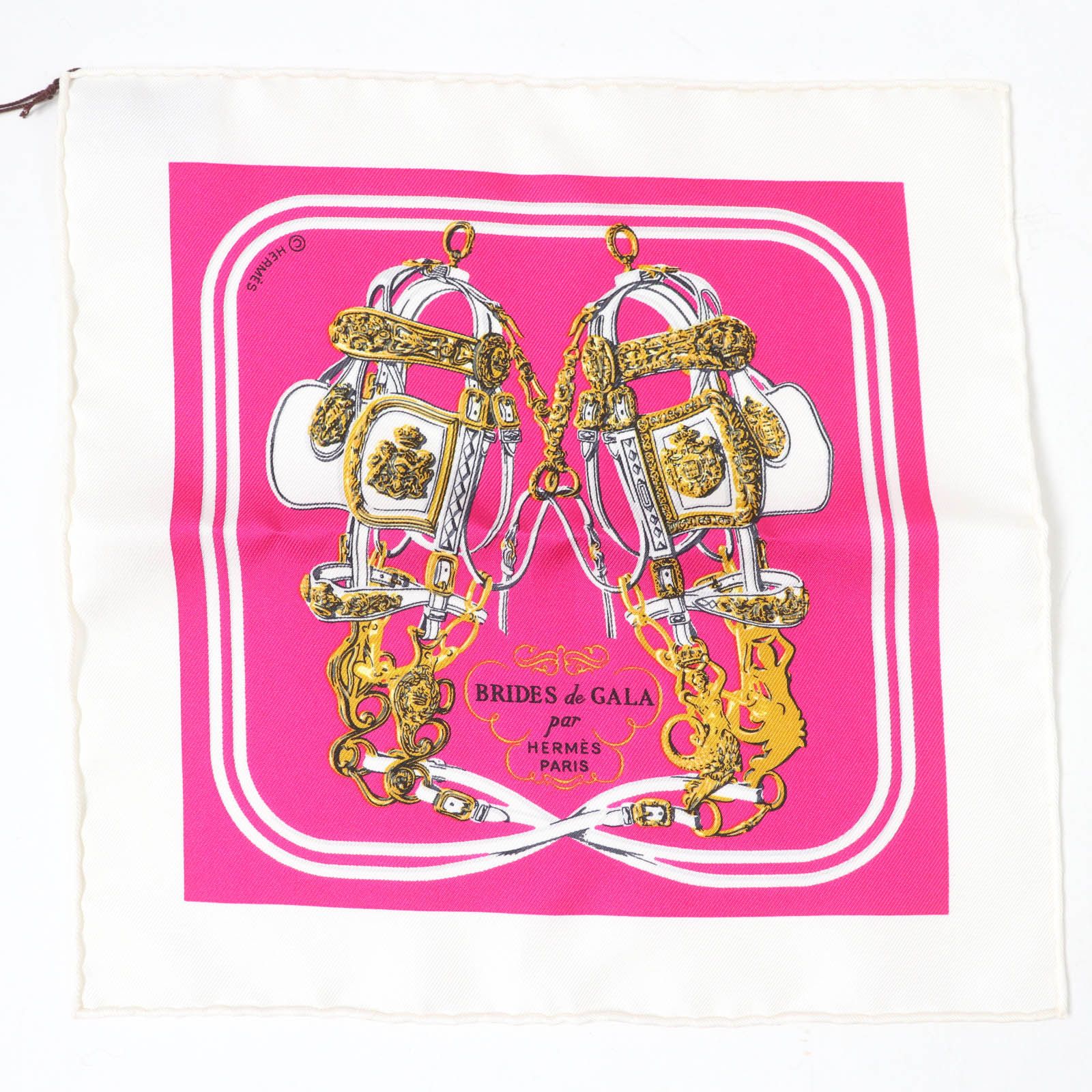 [美品]エルメス カレ ナノ チャーム BRIDES de GALA ホワイト 未使用品☆HERMES エルメス カレ ナノ 20CM BRIDES de GALA