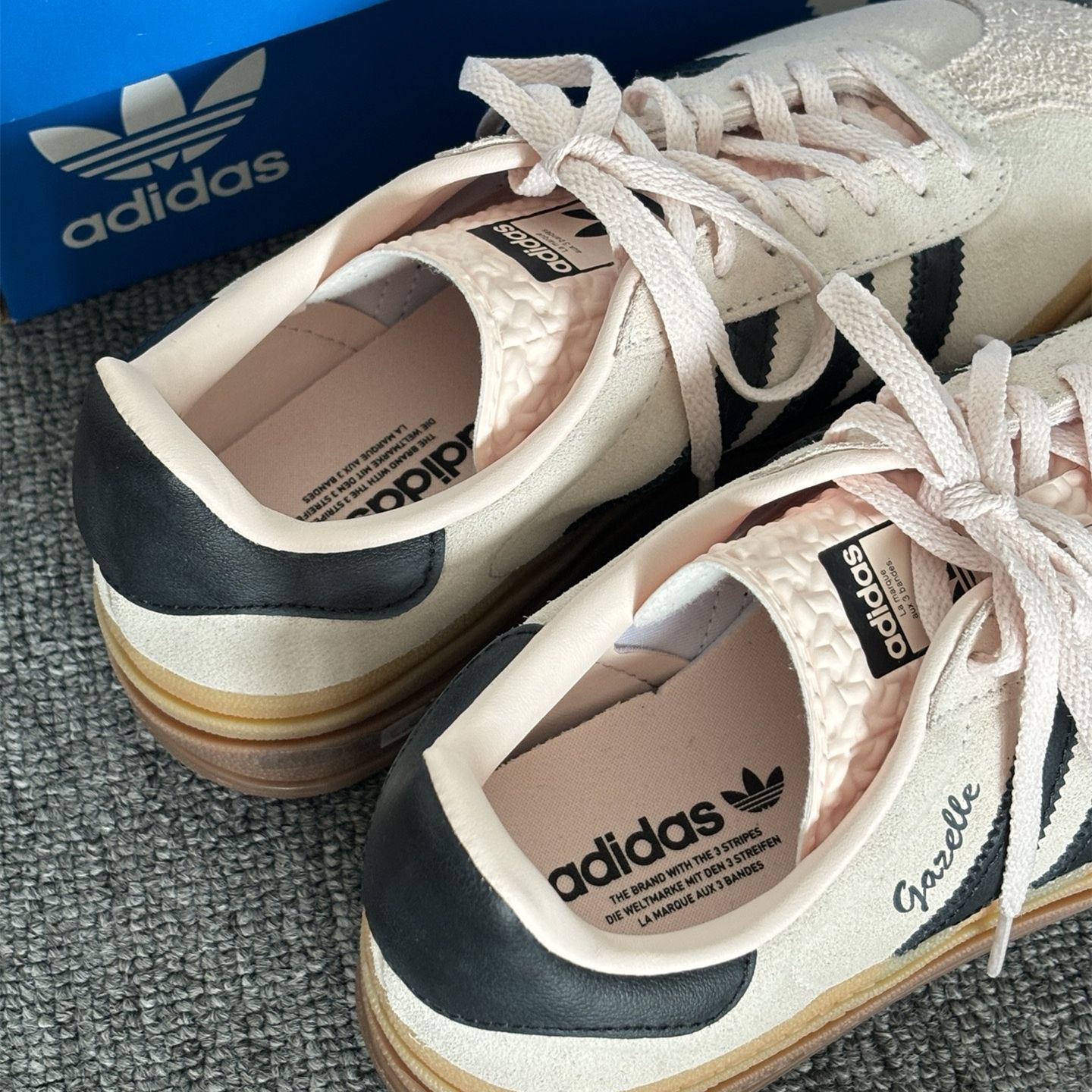 adidas originals Gazelle BOLDレディースピンクブラウン厚底板靴