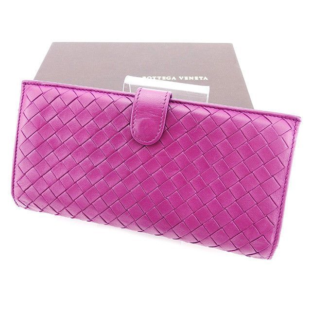 ボッテガ ヴェネタ 長財布 財布 Wホック イントレチャート パープル