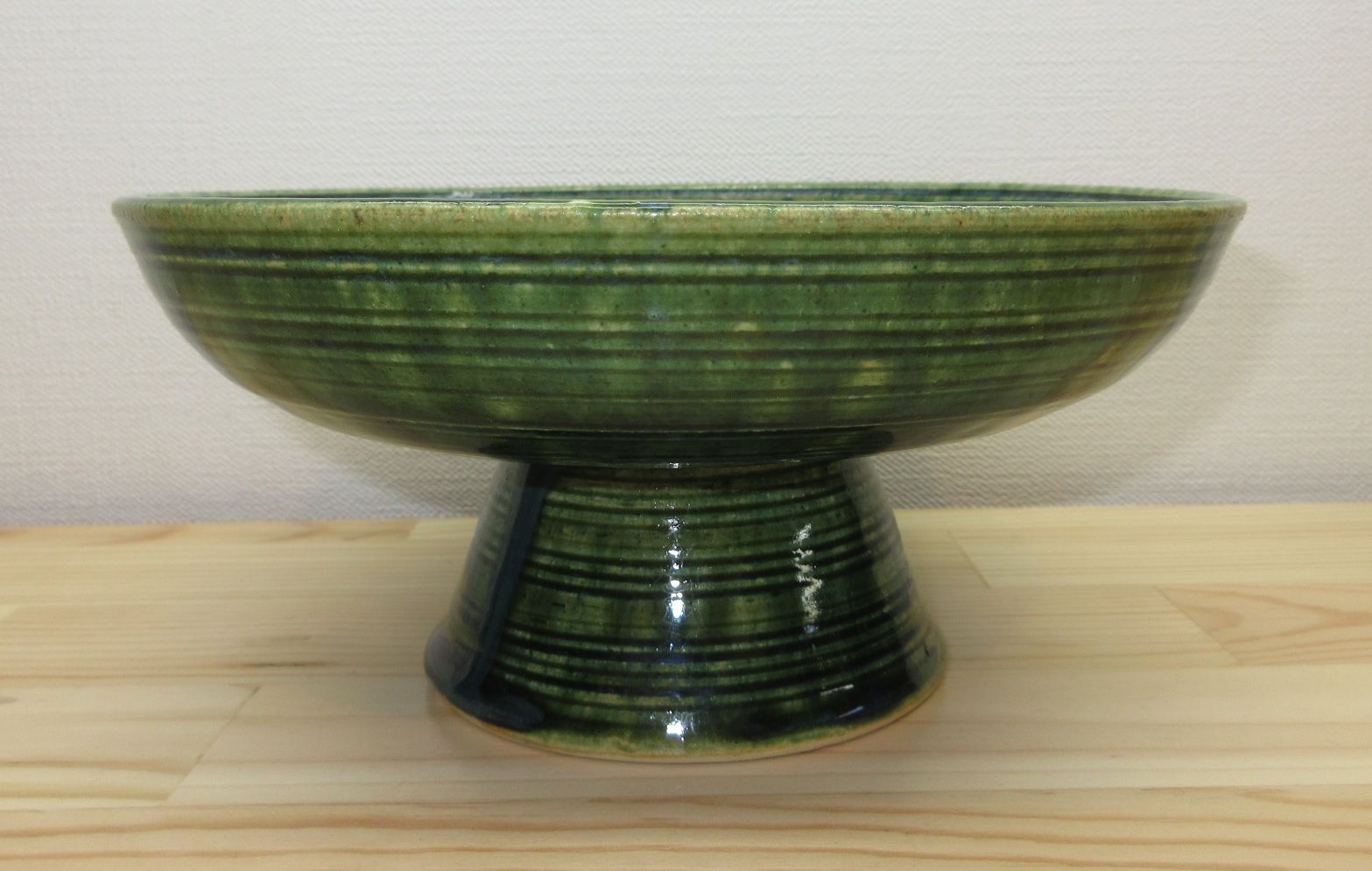 逢絢亭 茶道具 菓子鉢 高台鉢 美濃焼 織部 加藤芳右衛門 共箱入り