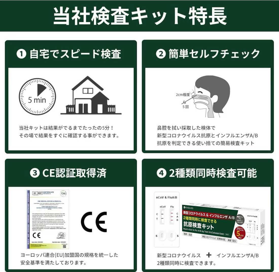 【2点セット】 2025年最新版 インフルエンザウイルスA/B 3種抗原同時に対応 自宅検査 返送不要 セルフ検査キット 検査キット 痛くない 鼻腔検査 5分検出 インフルエンザ検査キット 高原検査キット  インフルエンザ コロナ 検査キット 唾液 研究用