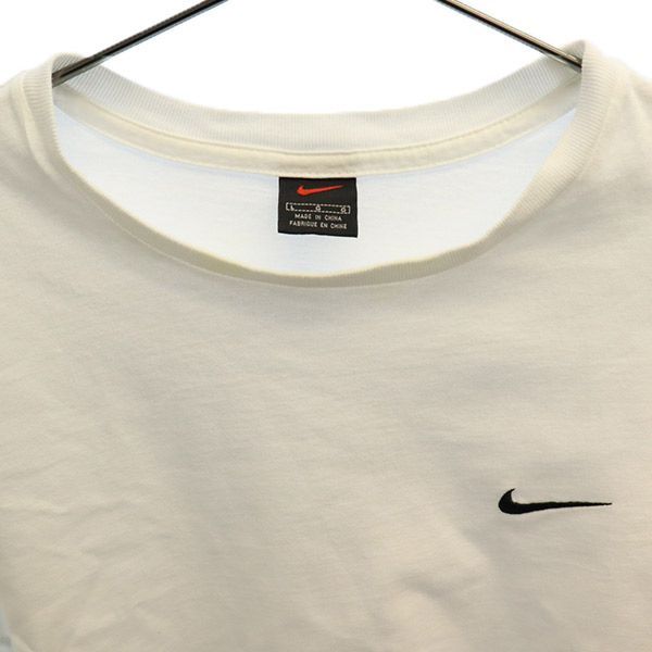 ナイキ 90s 黒タグ ワンポイントロゴ刺繍 半袖 Tシャツ L ホワイト NIKE クルーネック レディース 【中古】 【230525】 メール便可