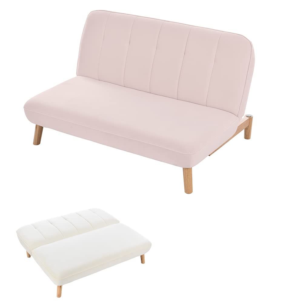 【人気商品】引出し 脚付き ローソファー コンパクト 3way 座椅子 天然木脚 一人暮らし ベルベット リクライニング ソファー ワンルーム 2人掛け ソファーベッド おしゃれ ソファ オーエスジ