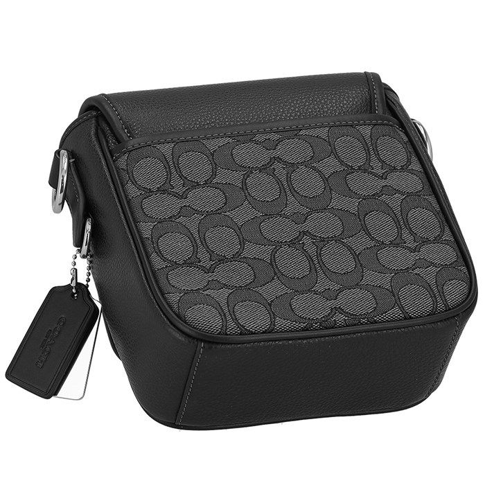 コーチ COACH ショルダーバッグ ルーカス クロスボディ CO915 SVO1U チャコール シグネチャージャカード ブラック ぺブルレザー