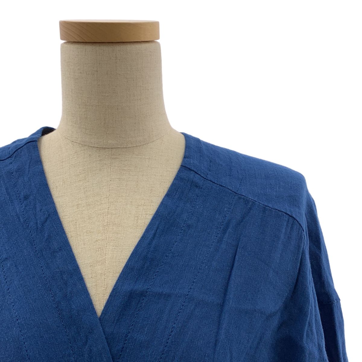 BEAMS ビームス Planets CATHRI Gown Dress リネン ラップ ロングワンピース S ブルー ネイビー レディース