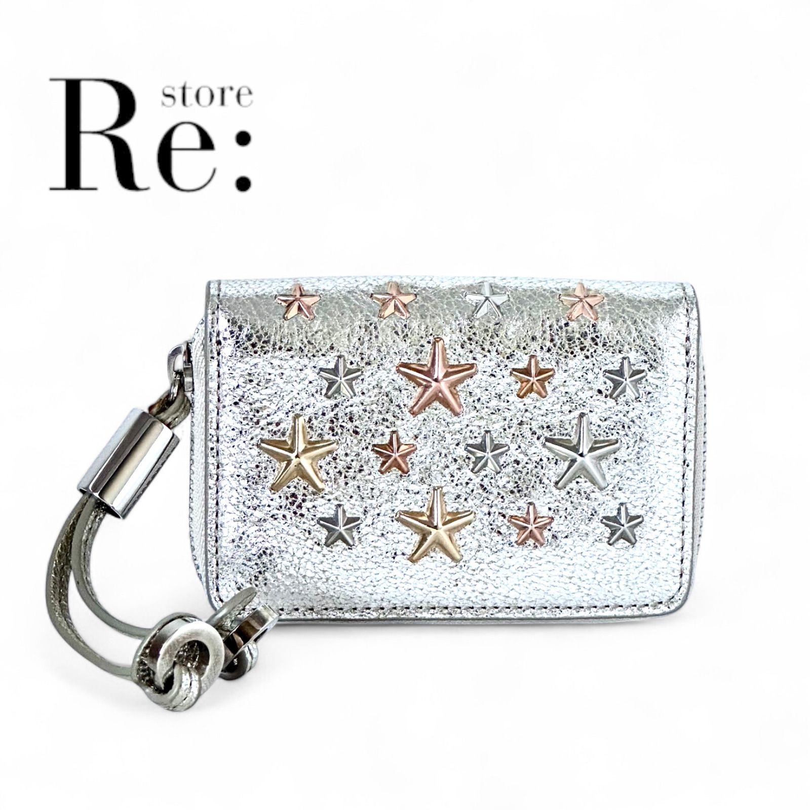 JIMMY CHOO 星柄エンボス財布 JIMMY CHOO エンボス星柄カードケース アイアングレー 新品未使用