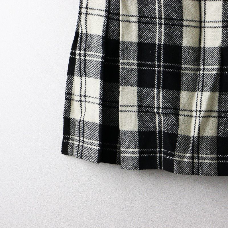 オニールオブダブリン ラップスカート プリーツ 白黒 チェック 毛⁄GB12