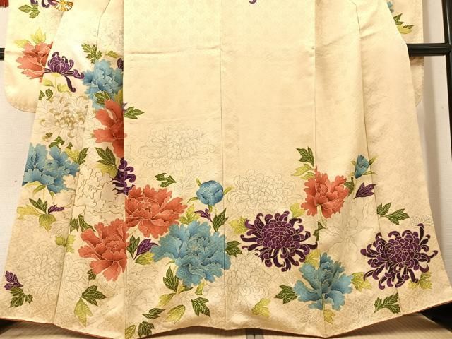 平和屋着物○豪華振袖 駒刺繍 草花文 金彩 正絹 逸品 AAAY8652ph