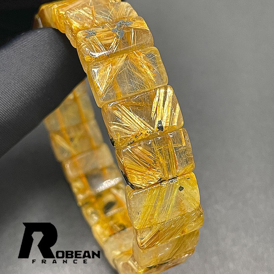 高級 EU製 定価10万円☆ROBEAN・太陽花タイチンルチルバングル☆黄金針