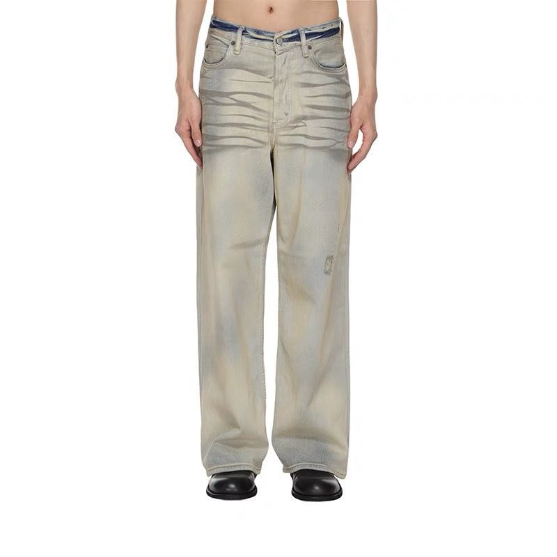 Acne Studios のハードウォッシュ手描き風ダメージ加工ジーンズ ユニセックス