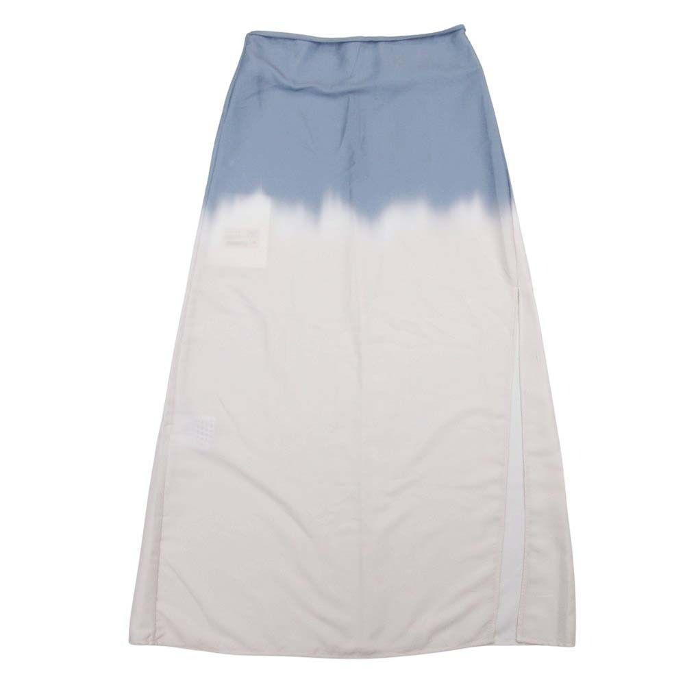 rokh ロク ウエストストラップ スリット Iライン ロング マキシ スカート セミタイト 36 ホワイト ブルーグラデーション レディース 古着