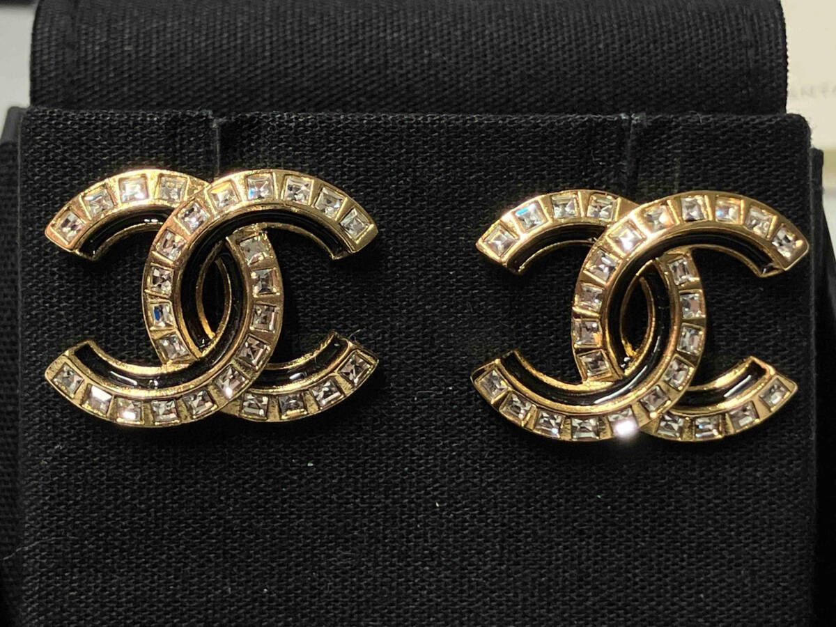CHANEL シャネル A24C ココマーク ラインストーン ピアス