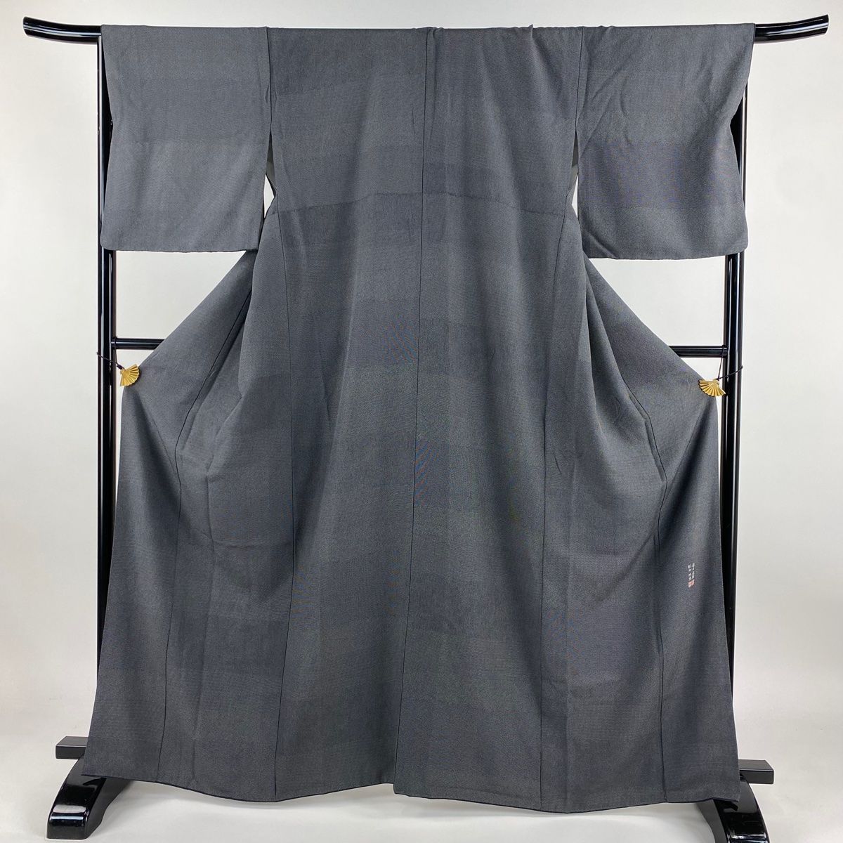 江戸小紋 身丈163cm 裄丈67.5cm L 袷 落款 寄せ柄 鮫 灰色 正絹 名品