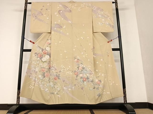 平和屋着物●訪問着 友禅 作家物 草花文 暈し染め 正絹 AAAU8383zg