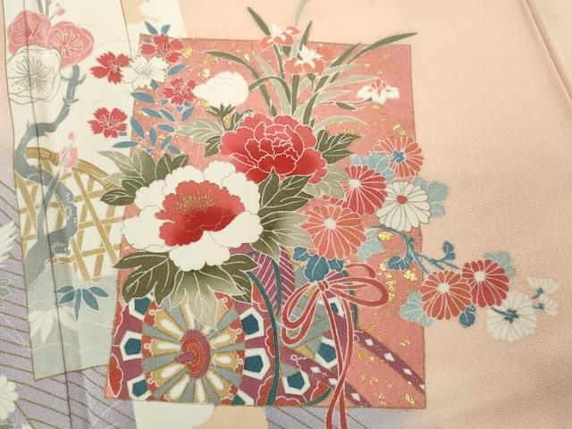 平和屋着物○訪問着 草花文 金銀彩 正絹 逸品 未使用 AAAU4268np