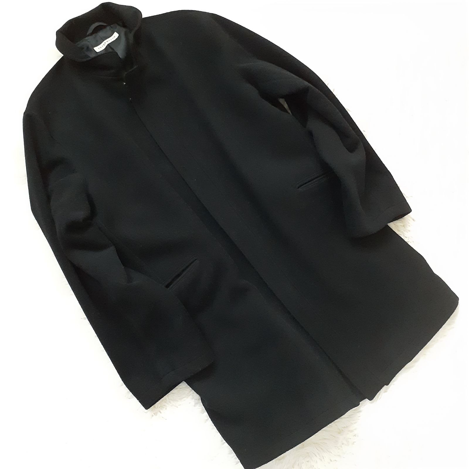 インターメッツオ　コート　黒　サイズM　ウール　アンゴラ  アンゴラ