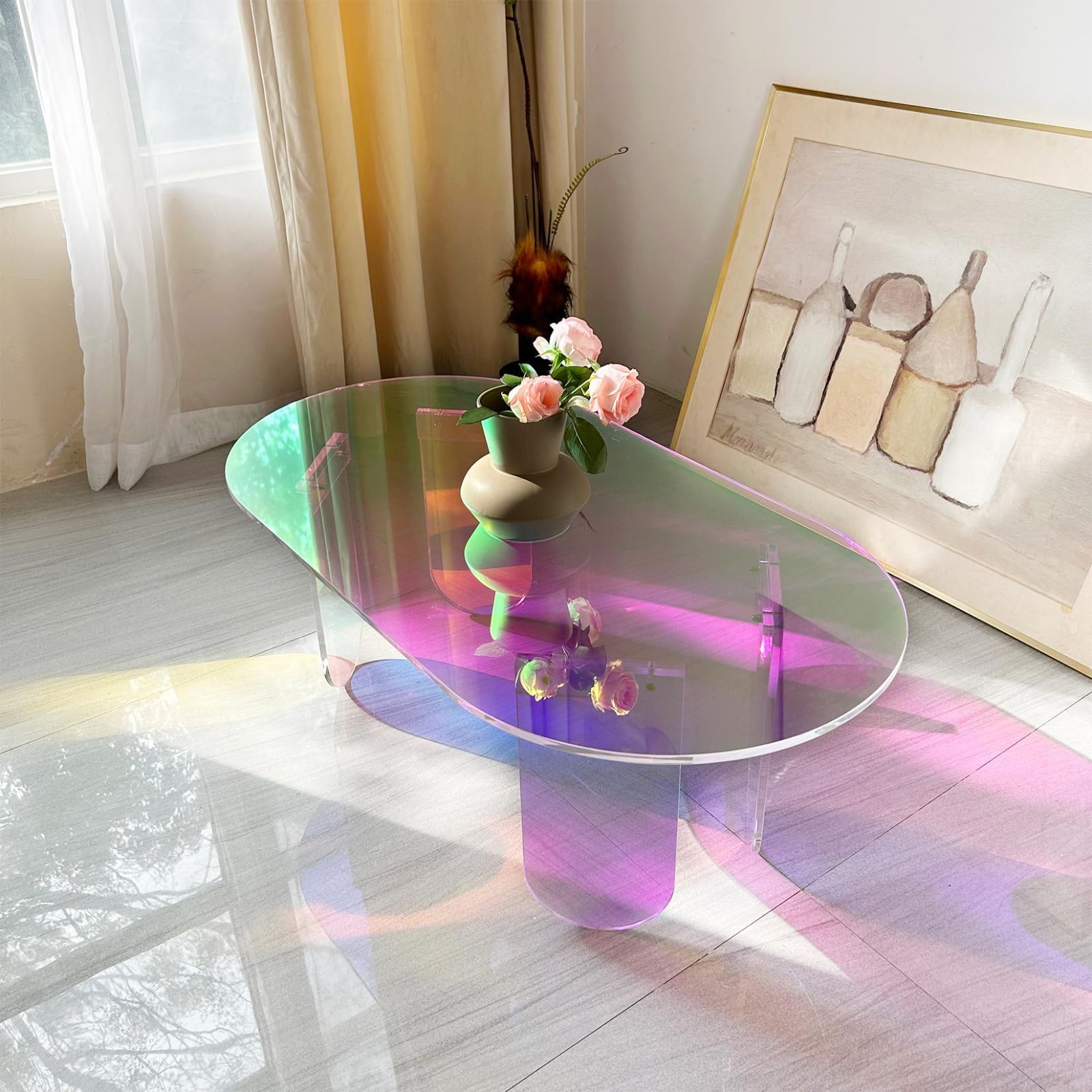 おしゃれ リビング テーブル アクリル ローテーブル センターテーブル 大きめ ソファ ローデスク 机 Artloge 低い 一人暮らし 2人用 透明