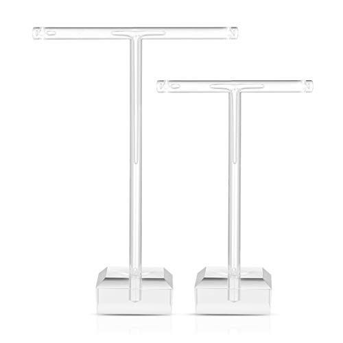NUOLUX イヤリングスタンド ディスプレイ アクリル ピアススタンド T字型 ジュエリー収納 スタンド ジュエリー展示 アクセサリー収納 ピアス置き おしゃれ 2個セット（透明）