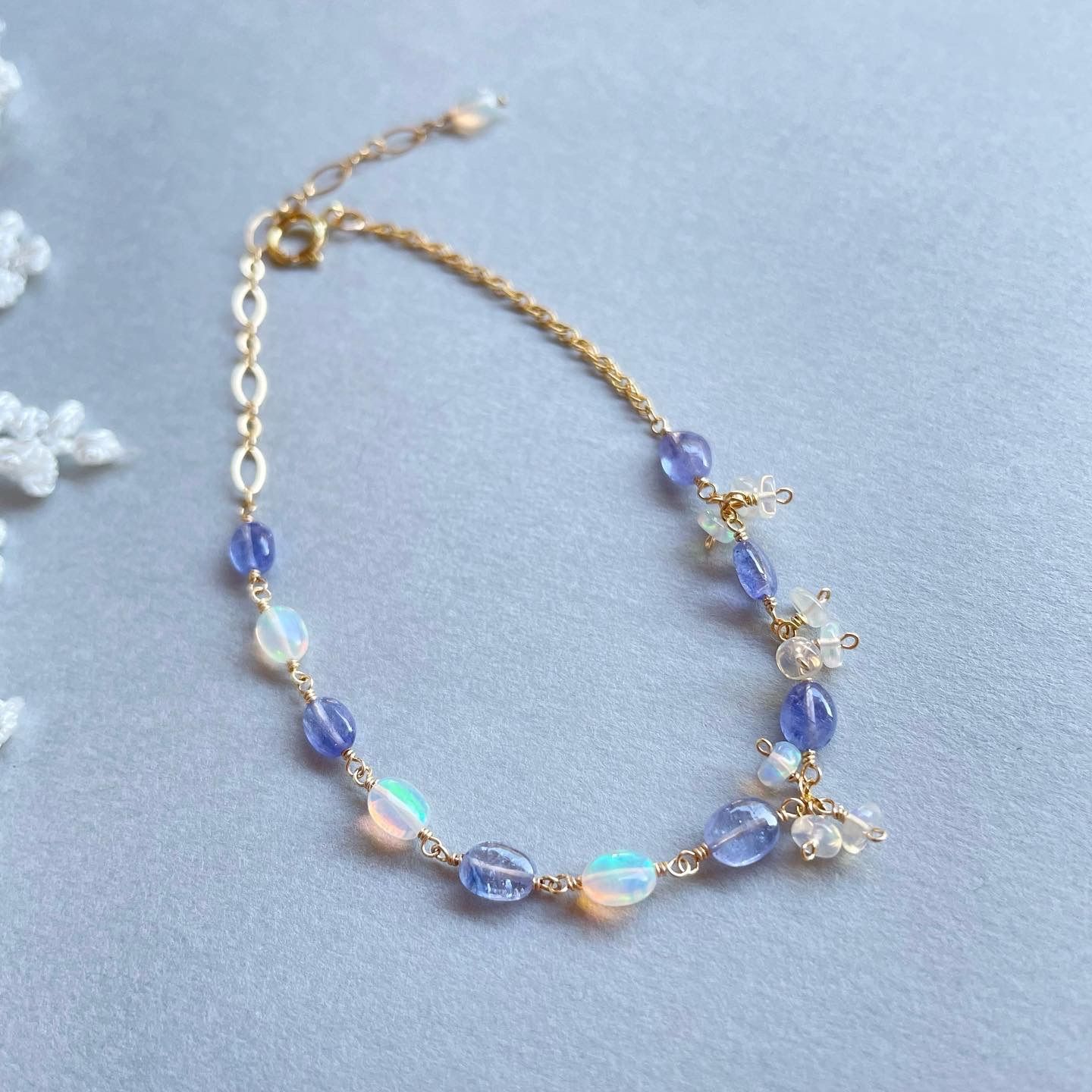 14kgf オパールとタンザナイトのブレスレット◝✩小粒♡ 14kgf タンザナイトとオパールのブレスレット◝✩PG