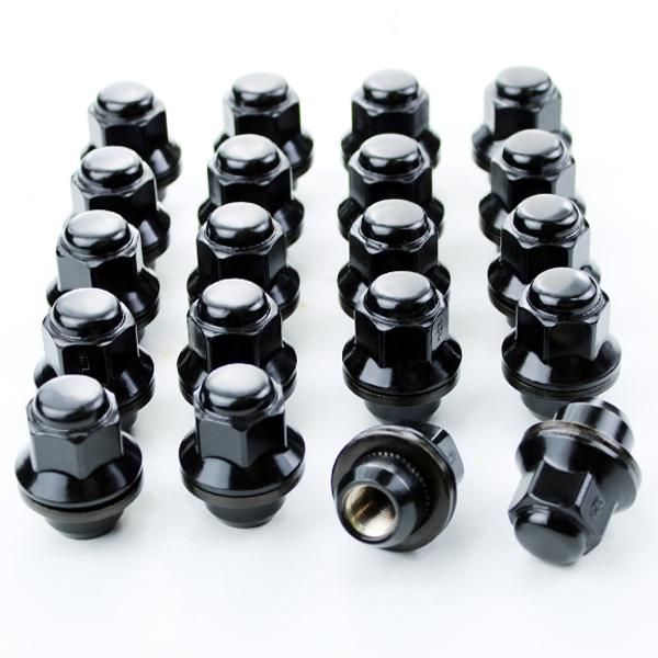 ホイールナット 24個 平座ナット P1.25 日産 純正 ホイール 用 シャンク径 20mm ストレートナット 39mm 21HEX ブラックナット WP