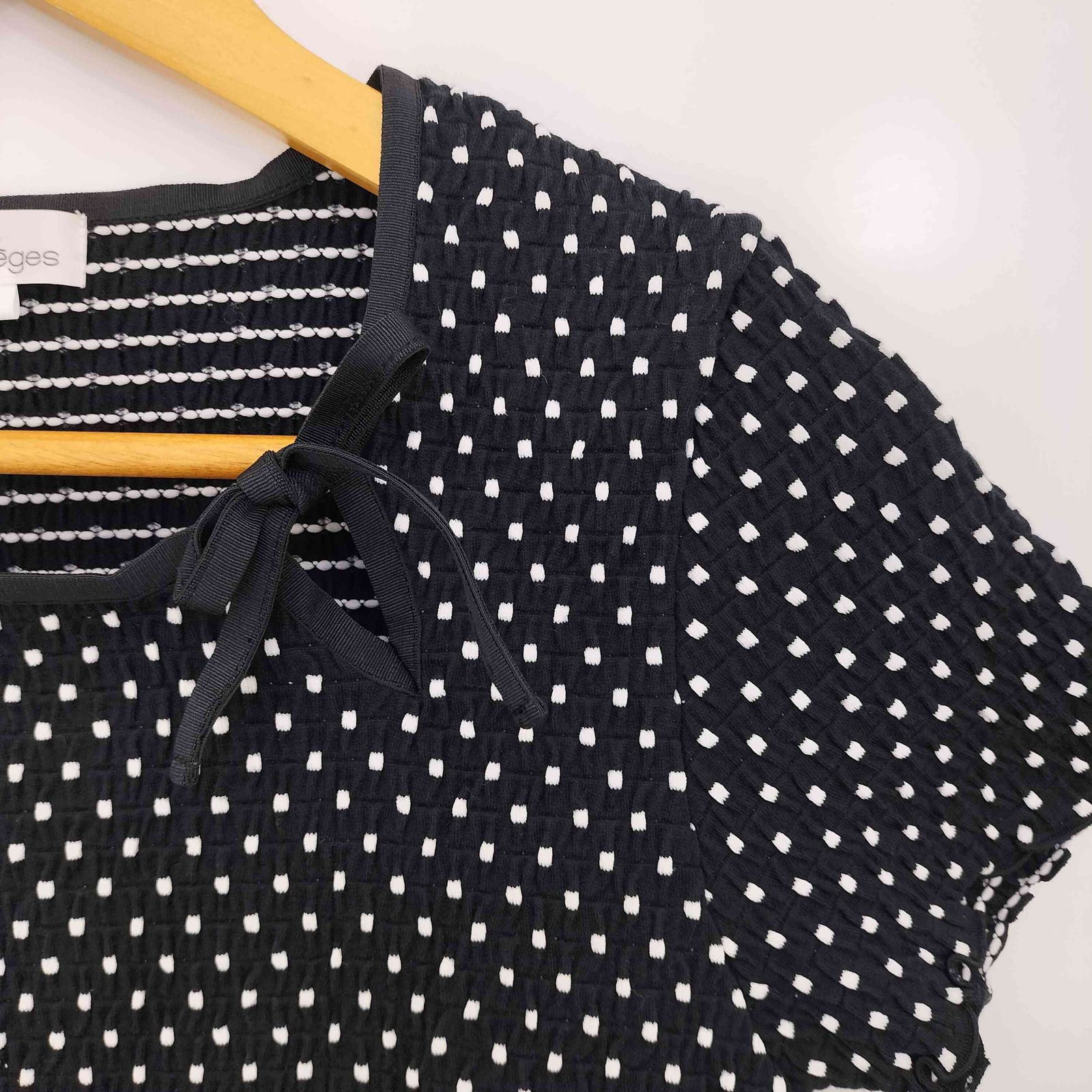 クレージュ courreges ドット リボン ワッフルブラウス