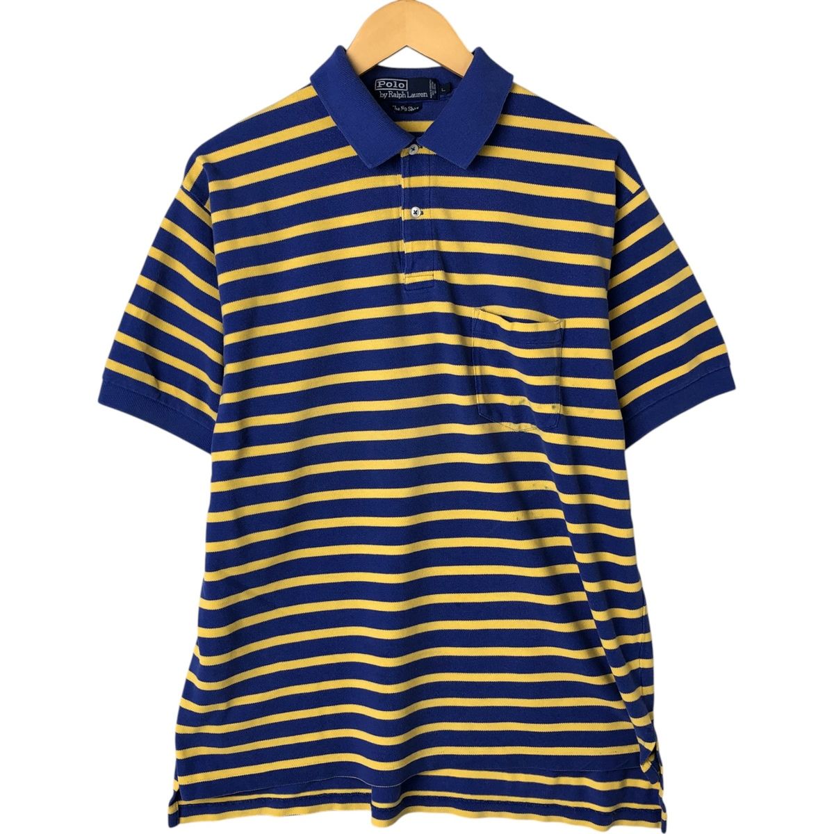 古着 ラルフローレン Ralph Lauren POLO by Ralph Lauren The big shirt 半袖 ボーダー ポロシャツ メンズL相当|eaa544056