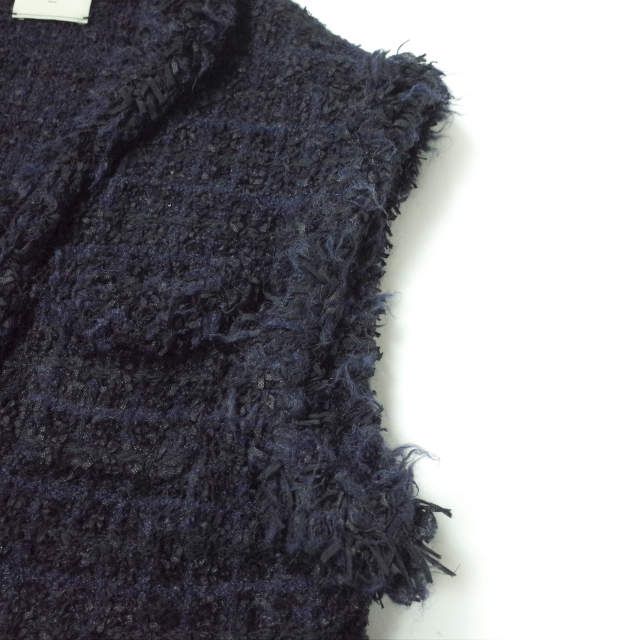 UNITED ARROWS◆ミックスチェックツイードニットベスト/--/ナイロン/NVY/チェック/1518-183-0314 UNITED ARROWS(ユナイテッドアローズ) / ベスト/--/ナイロン/WHT