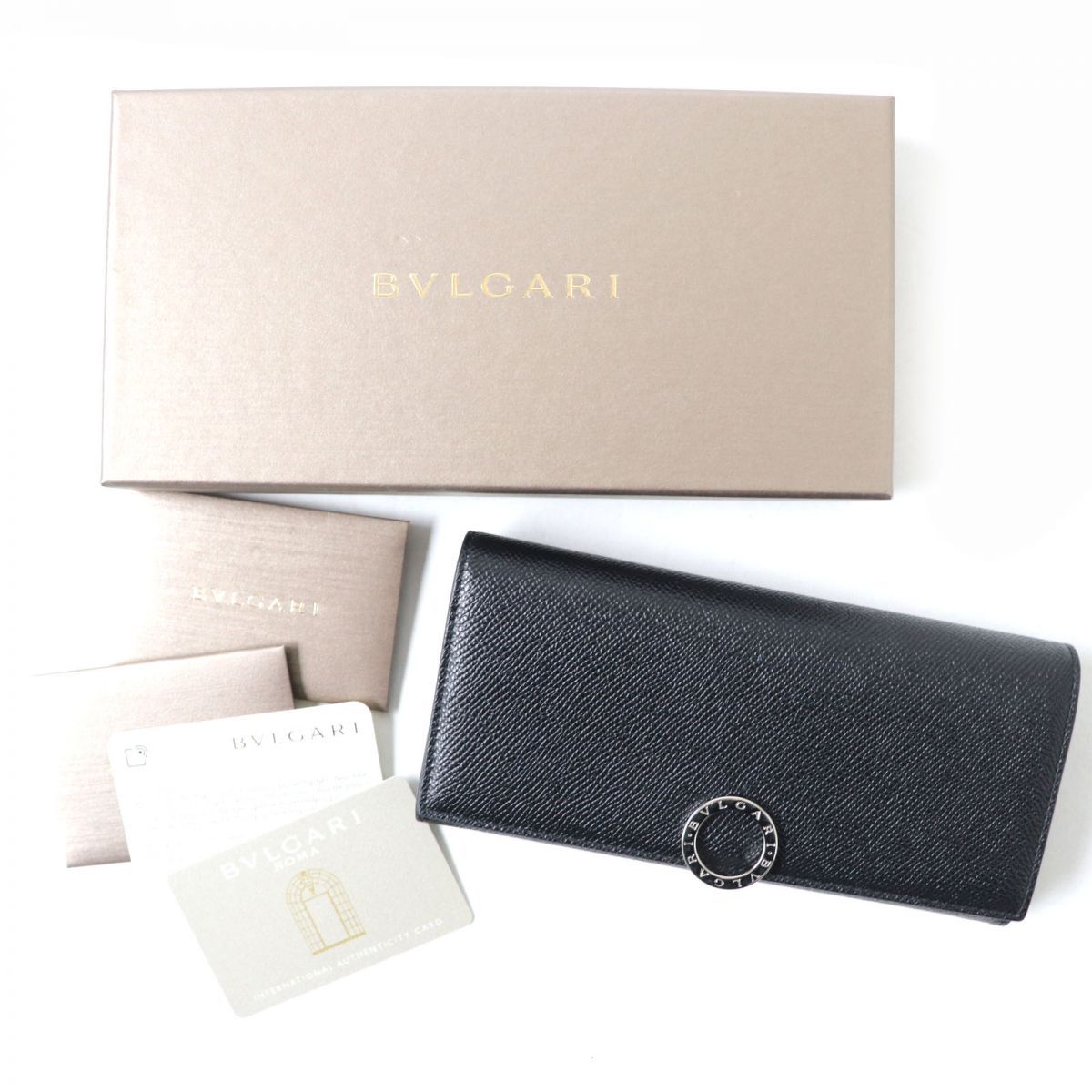 BVLGARI ブルガリ クリップ ラージウォレット 289381 レザー二つ折り長財布 ブラック